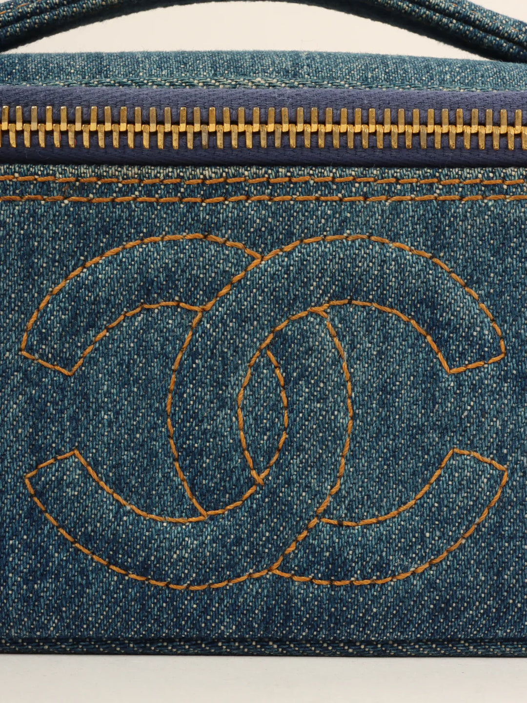Chanel Around 1997 Made Denim Cc Mark Stitch Vanity Indigo