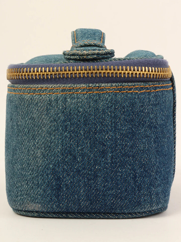Chanel Around 1997 Made Denim Cc Mark Stitch Vanity Indigo