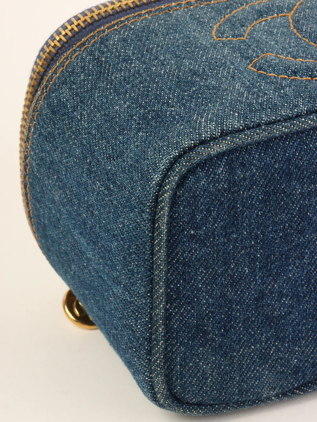 Chanel Around 1997 Made Denim Cc Mark Stitch Vanity Indigo