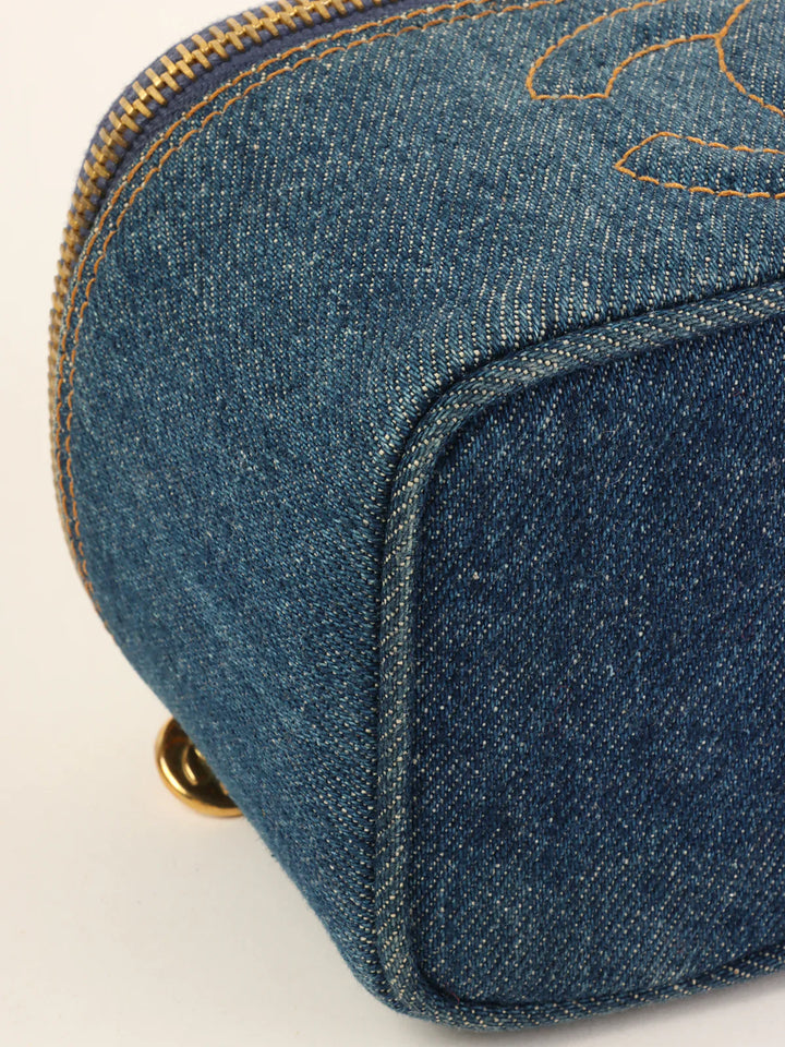 Chanel Around 1997 Made Denim Cc Mark Stitch Vanity Indigo
