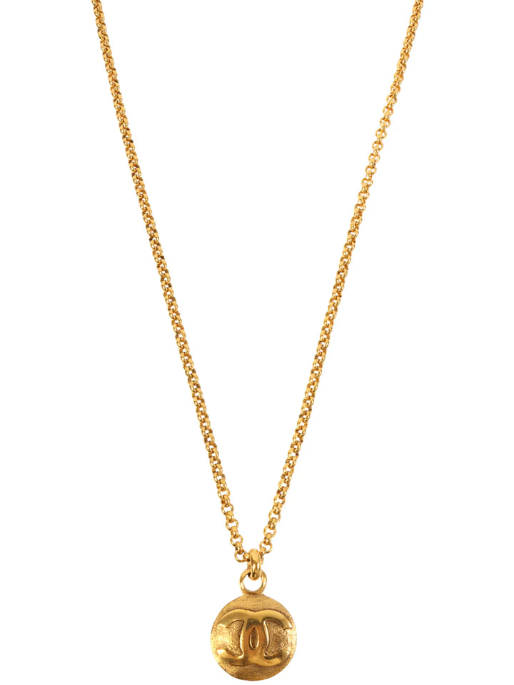 Chanel 1994 Made Round Cc Mark Necklace Gold