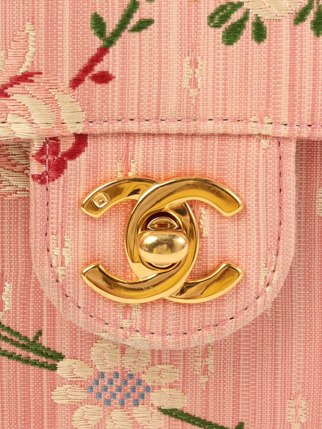 Chanel Around 1992 Made Flower Stitch Classic New Chain Bag Mini Pink/Multi