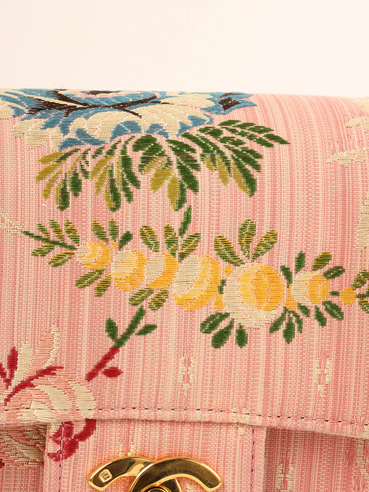 Chanel Around 1992 Made Flower Stitch Classic New Chain Bag Mini Pink/Multi