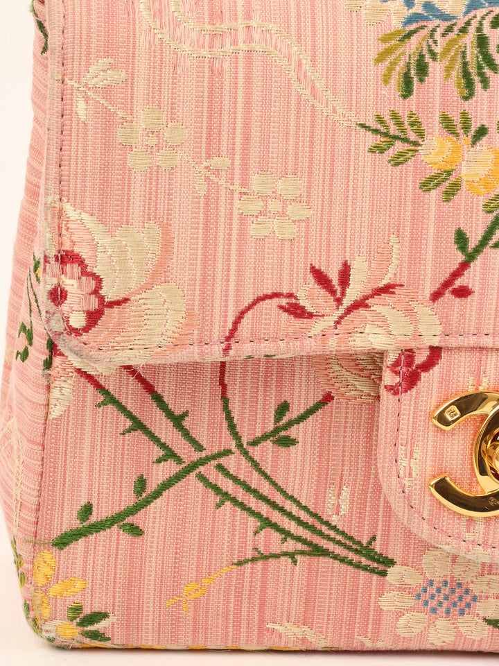 Chanel Around 1992 Made Flower Stitch Classic New Chain Bag Mini Pink/Multi