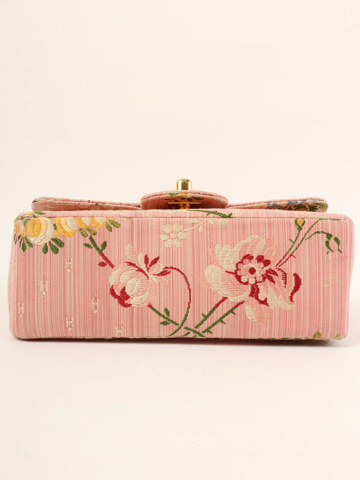 Chanel Around 1992 Made Flower Stitch Classic New Chain Bag Mini Pink/Multi