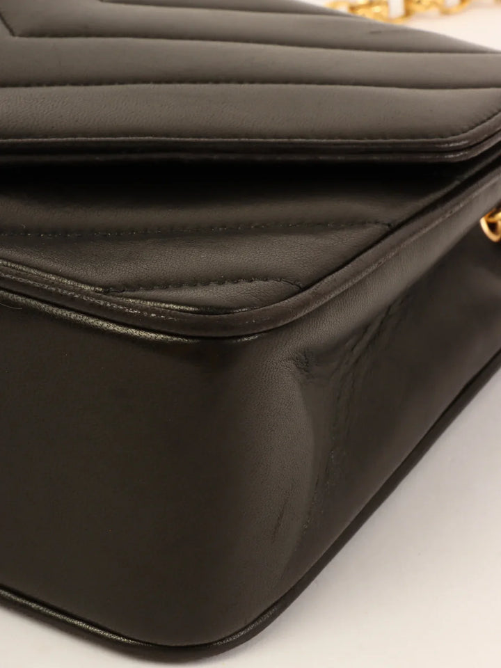 Chanel Around 1992 Made Chevron Turn-Lock Bijoux Chain Bag Black