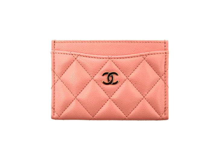 Top Quality Chanel Pink Quilted Caviar Leather Card Holder