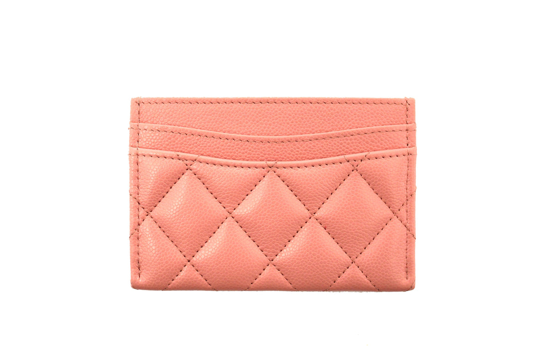 Top Quality Chanel Pink Quilted Caviar Leather Card Holder