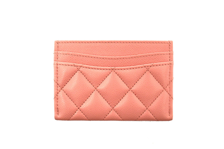 Top Quality Chanel Pink Quilted Caviar Leather Card Holder