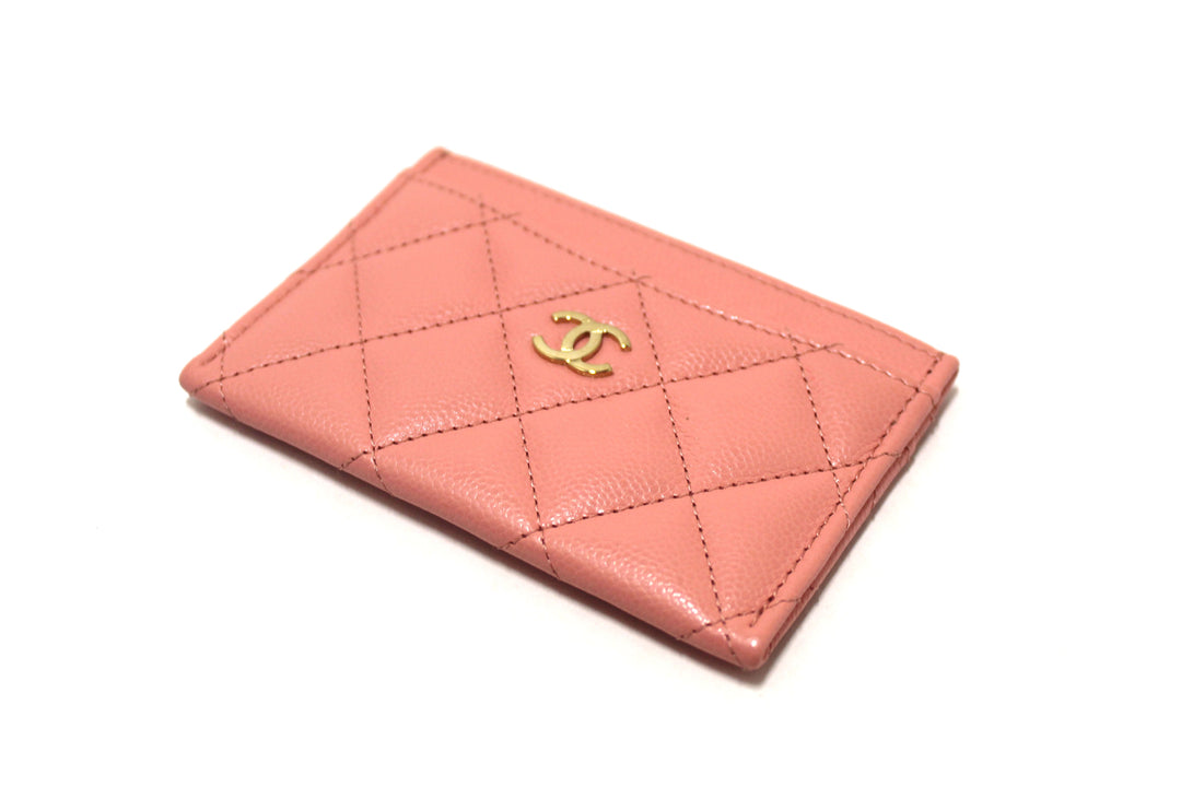 Top Quality Chanel Pink Quilted Caviar Leather Card Holder