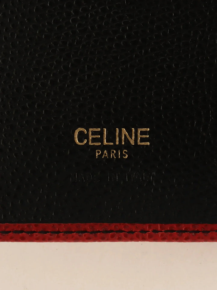 Celine Logo Embossed Wallet Red