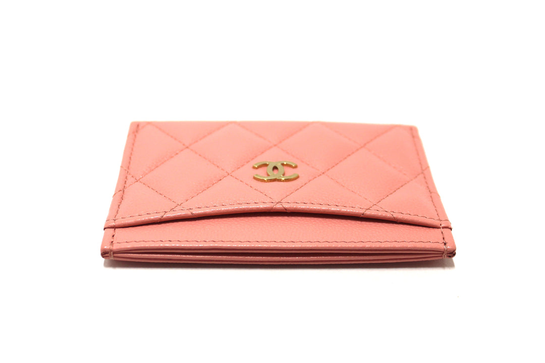Top Quality Chanel Pink Quilted Caviar Leather Card Holder
