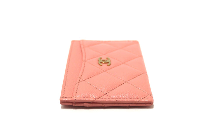 Top Quality Chanel Pink Quilted Caviar Leather Card Holder