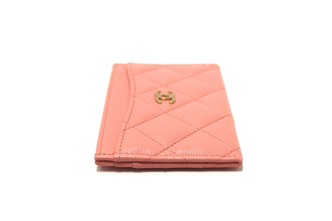 Top Quality Chanel Pink Quilted Caviar Leather Card Holder