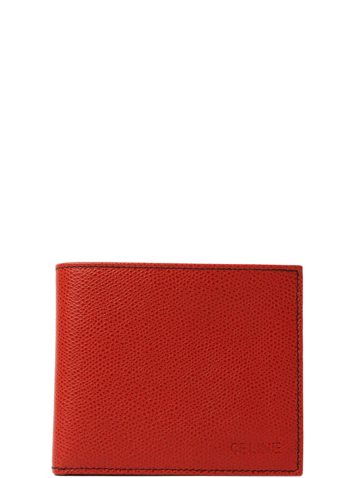 Celine Logo Embossed Wallet Red