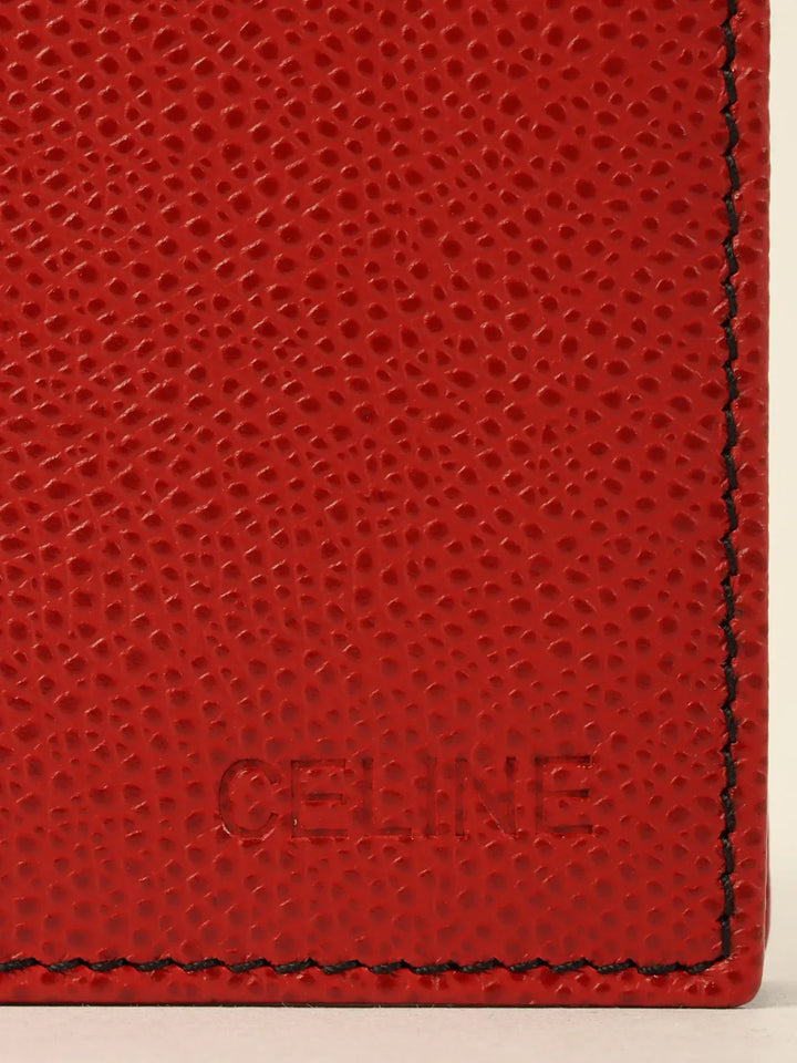 Celine Logo Embossed Wallet Red