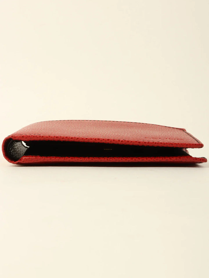 Celine Logo Embossed Wallet Red