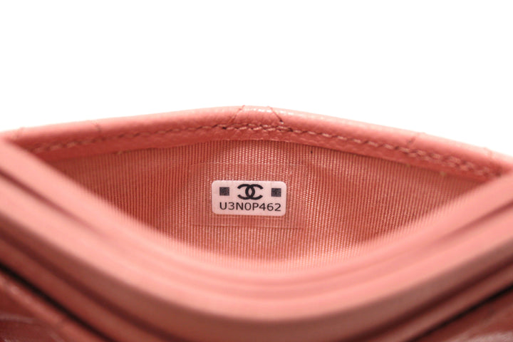 Top Quality Chanel Pink Quilted Caviar Leather Card Holder