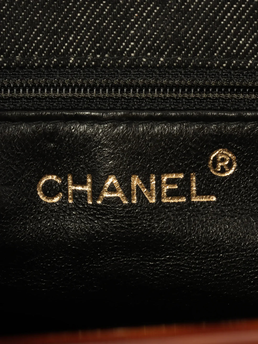 Chanel Around 1998 Made Denim Tortoiseshell Logo Top Handle Bag Black