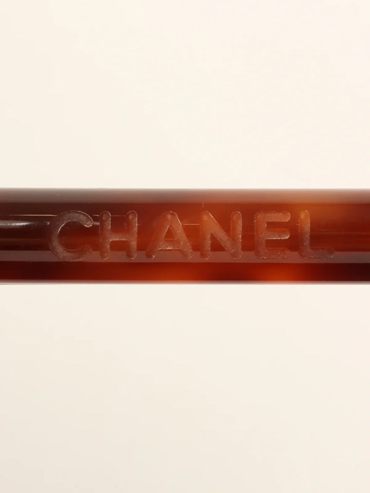 Chanel Around 1998 Made Denim Tortoiseshell Logo Top Handle Bag Black
