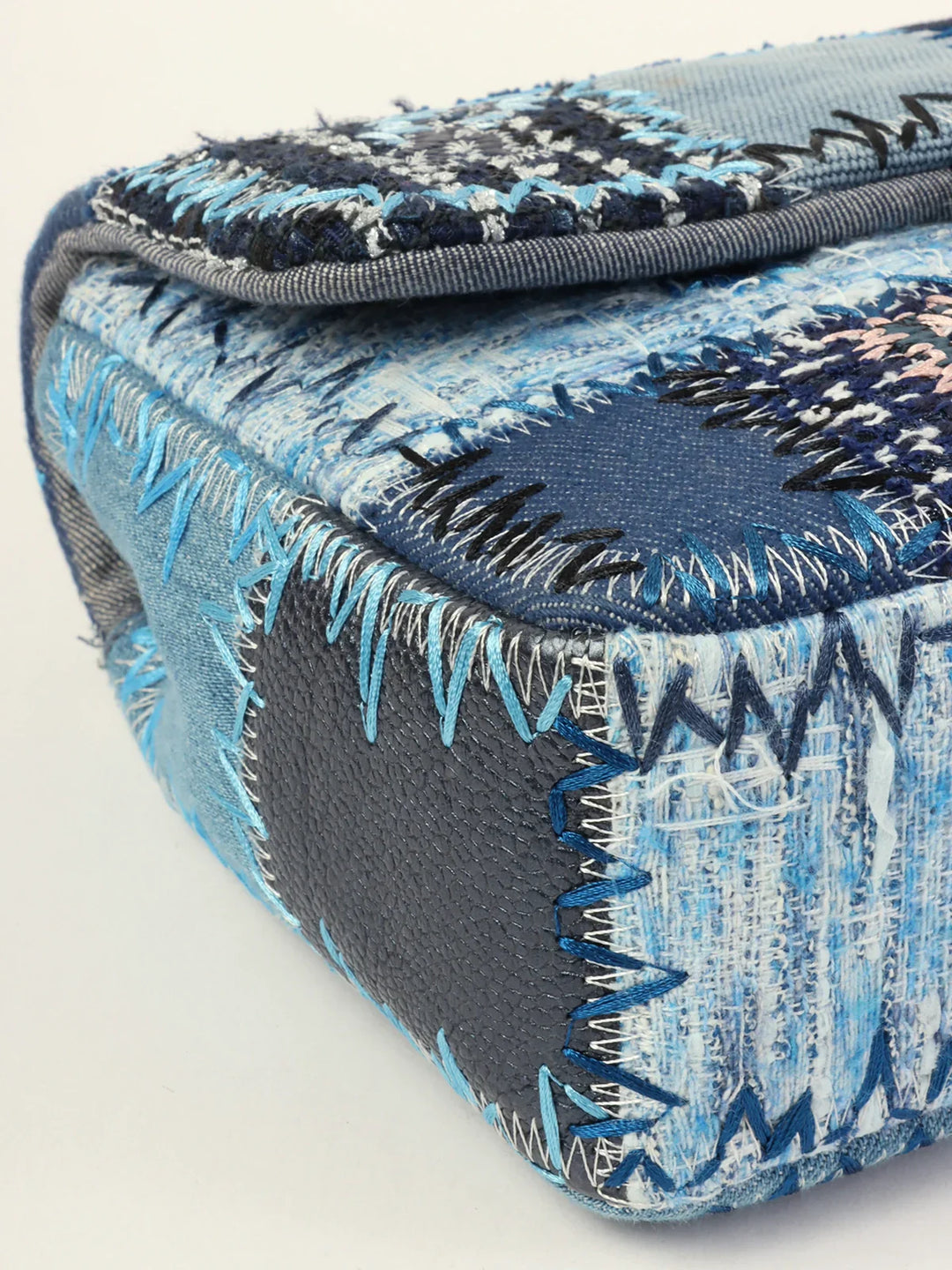 Chanel Around 2014 Made Patchwork Classic New Chain Shoulder Bag Blue/Multi
