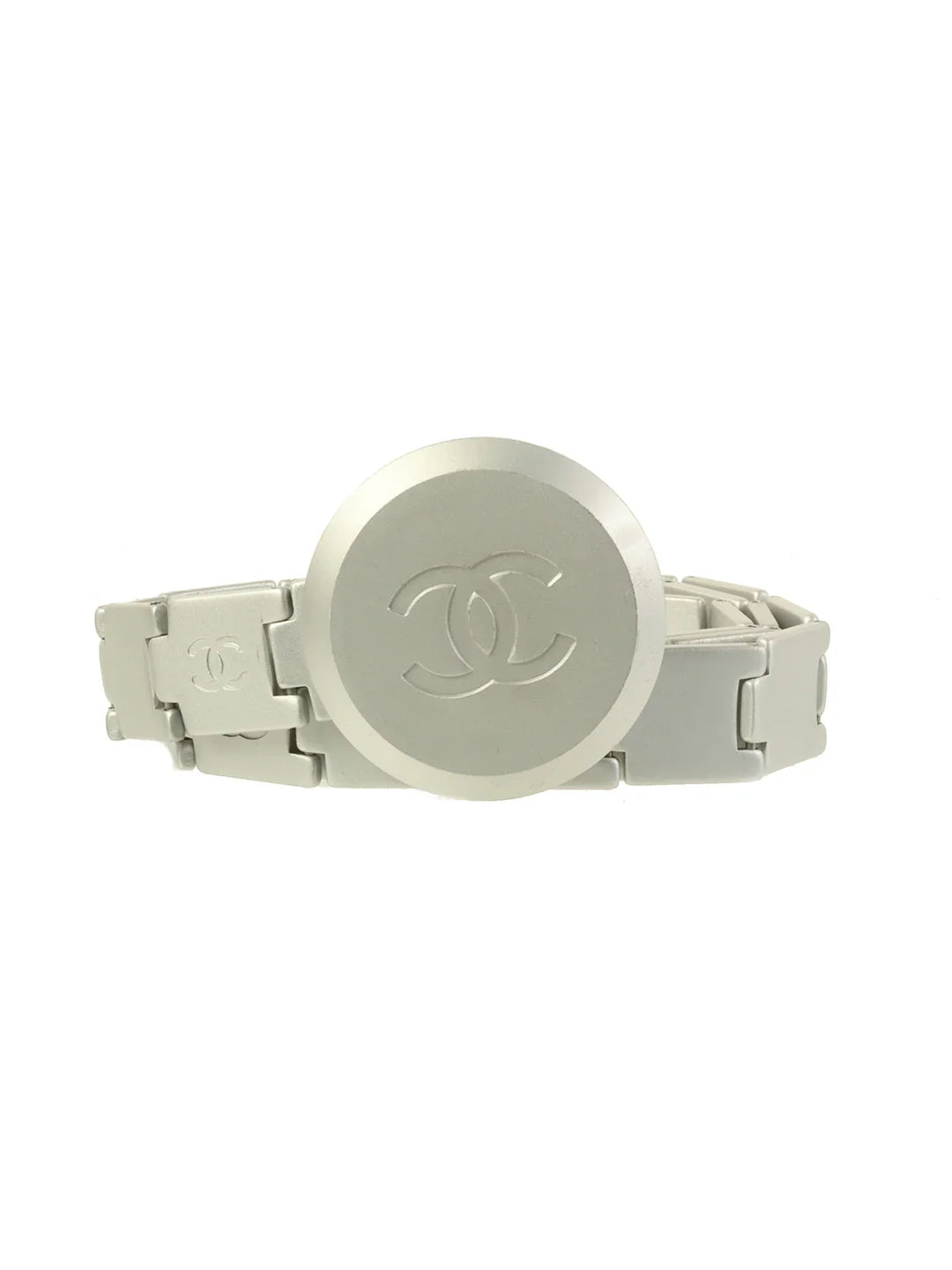 Chanel 1999 Made Round Cc Mark Plate Belt Silver