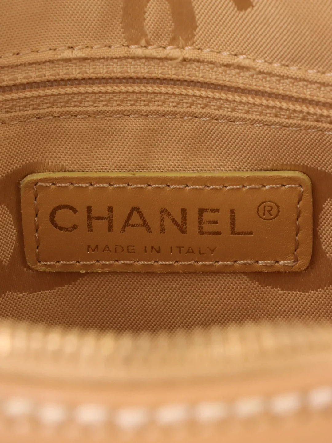 Chanel Around 2003 Made Wild Stitch Cc Mark Plate Top Handle Bag Beige