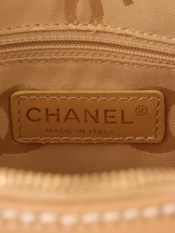 Chanel Around 2003 Made Wild Stitch Cc Mark Plate Top Handle Bag Beige
