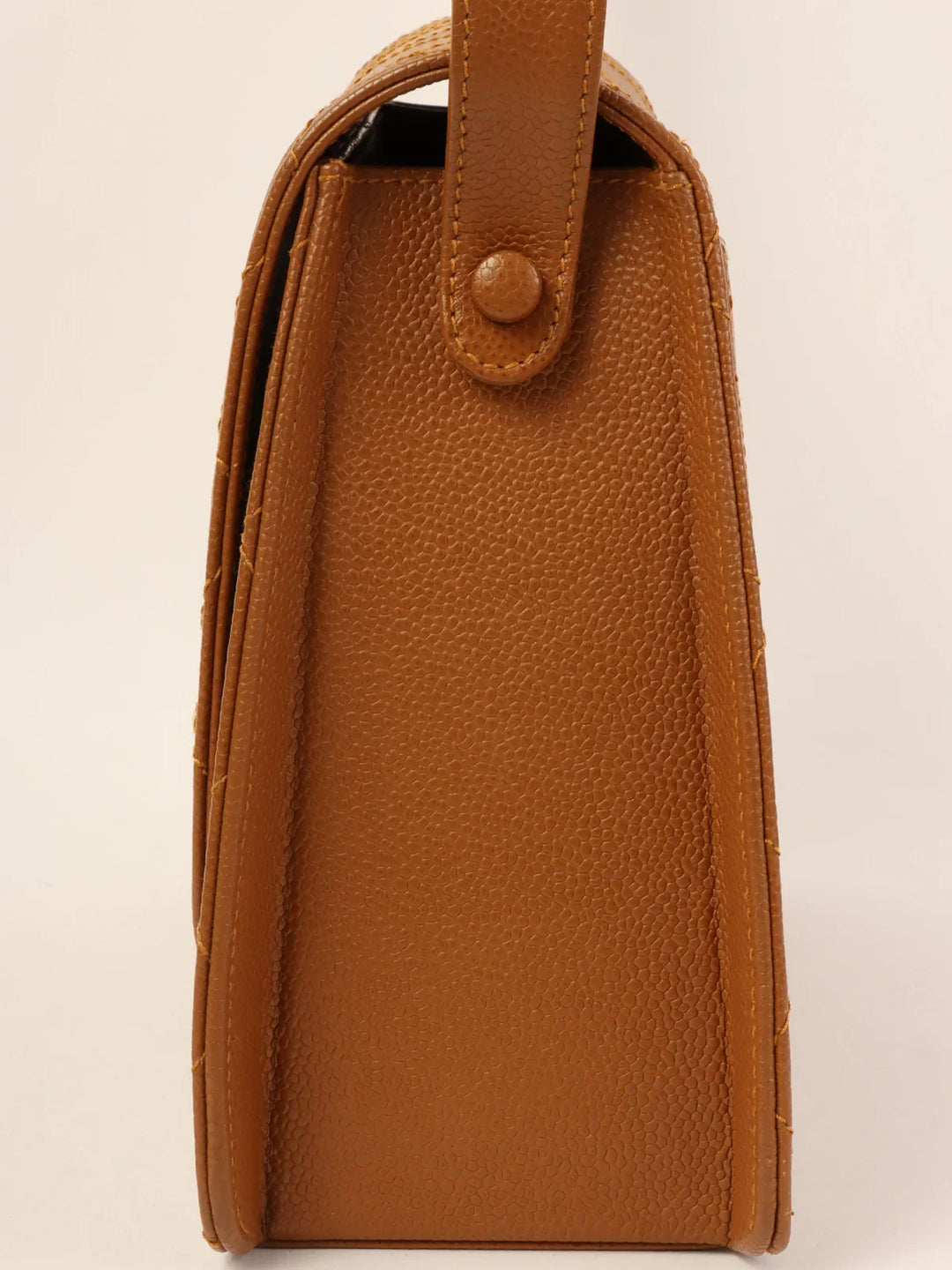 Chanel Around 1998 Made Caviar Skin Turn-Lock Shoulder Bag Camel