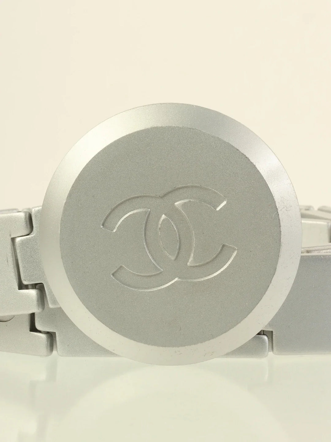 Chanel 1999 Made Round Cc Mark Plate Belt Silver
