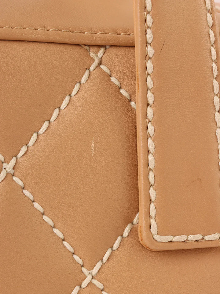 Chanel Around 2003 Made Wild Stitch Cc Mark Plate Top Handle Bag Beige