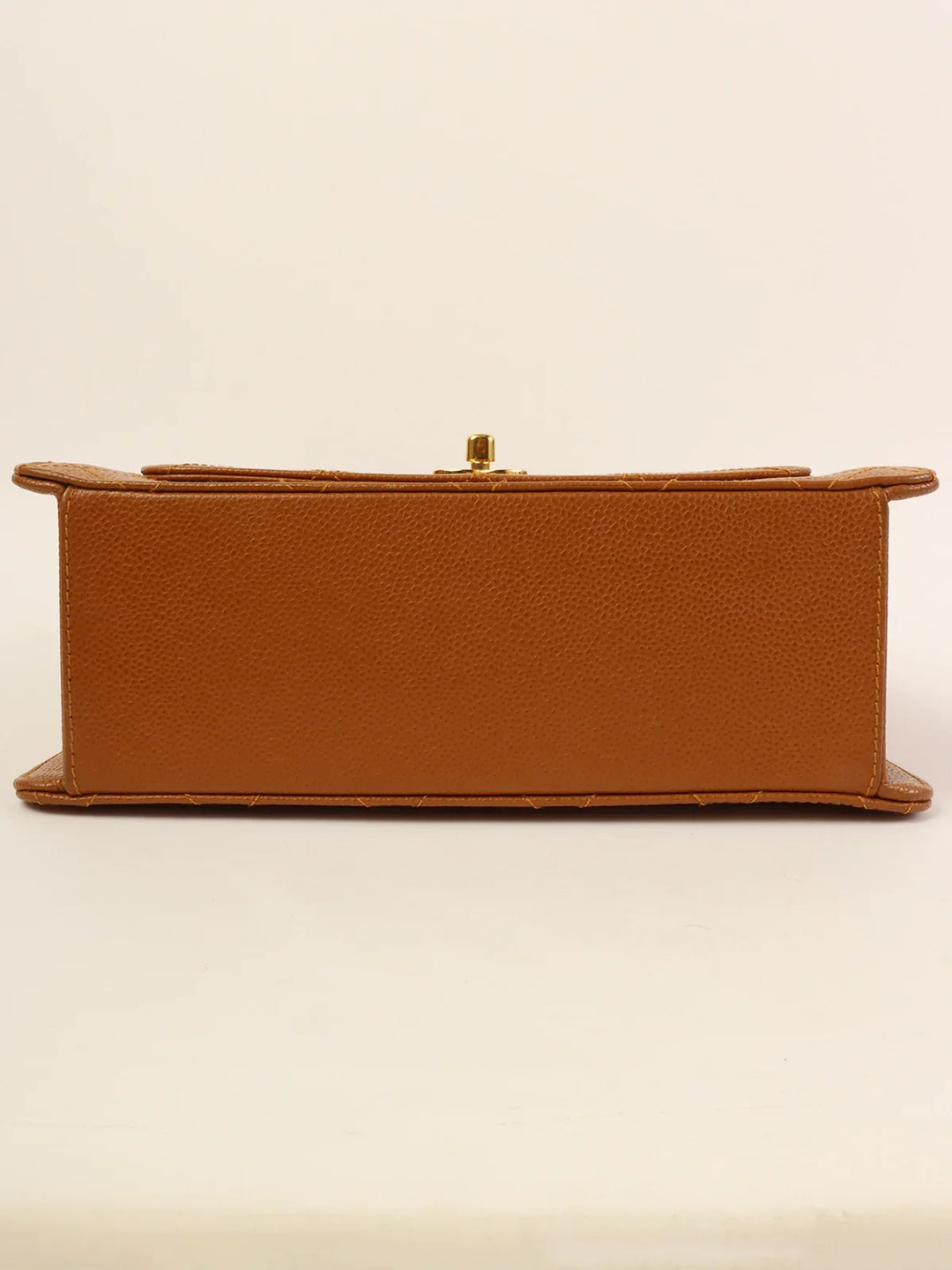 Chanel Around 1998 Made Caviar Skin Turn-Lock Shoulder Bag Camel