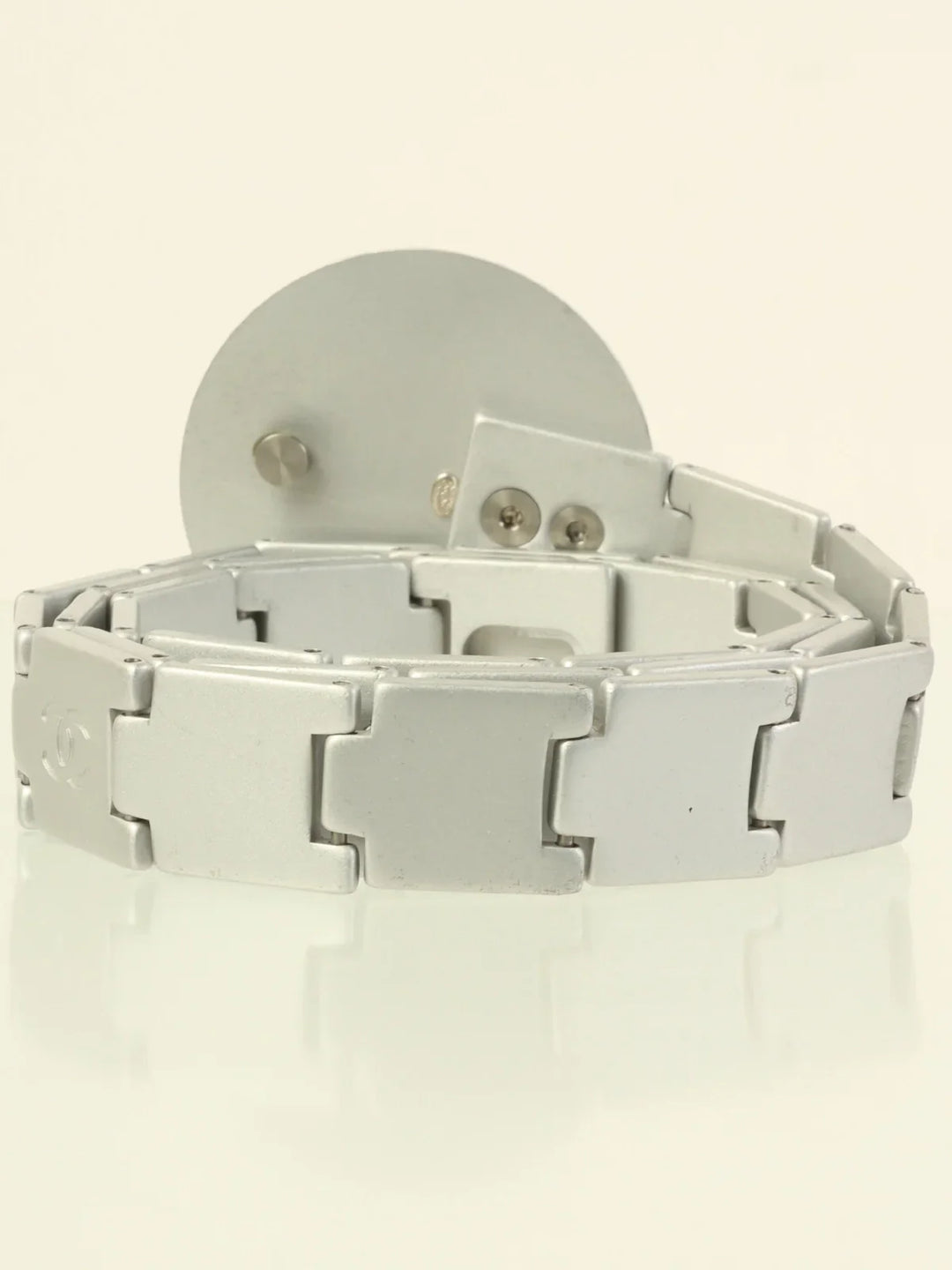 Chanel 1999 Made Round Cc Mark Plate Belt Silver