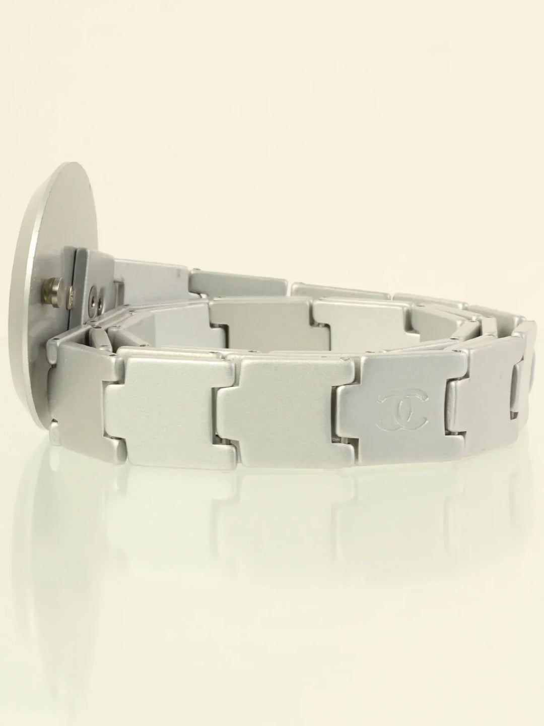Chanel 1999 Made Round Cc Mark Plate Belt Silver