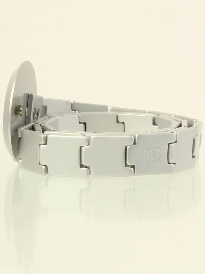 Chanel 1999 Made Round Cc Mark Plate Belt Silver