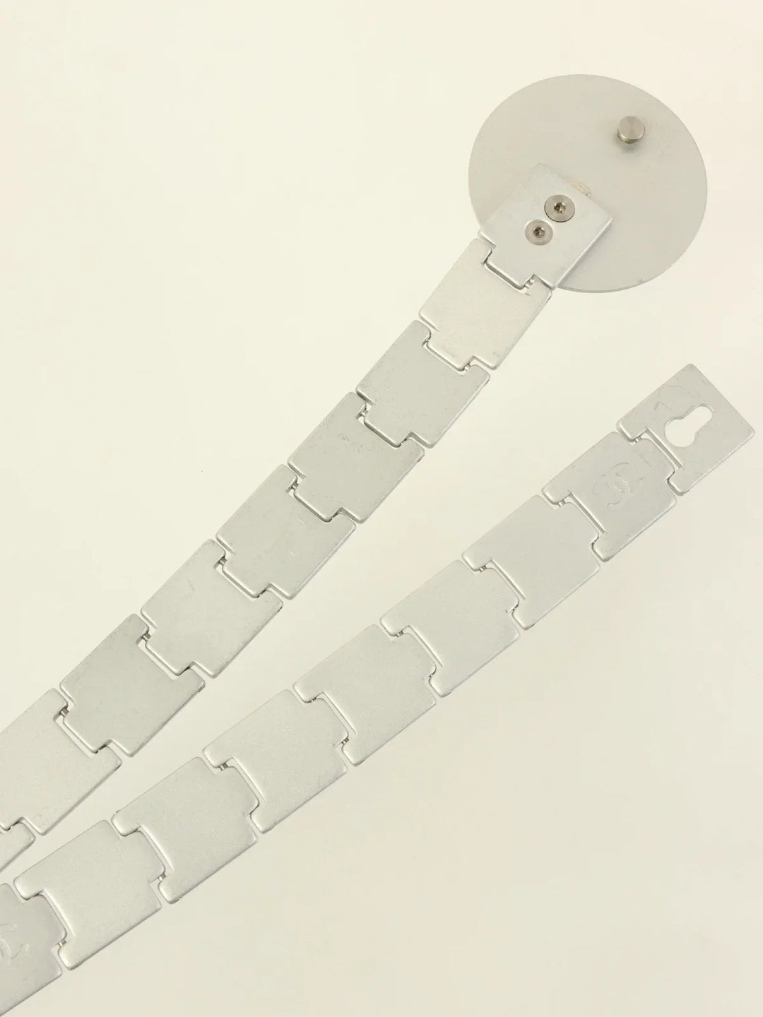 Chanel 1999 Made Round Cc Mark Plate Belt Silver