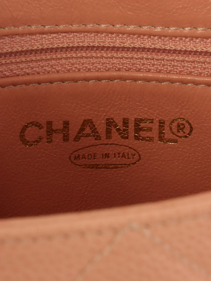 Chanel Around 2000 Made Caviar Skin Cc Mark Stitch Revival Tote Bag Pink