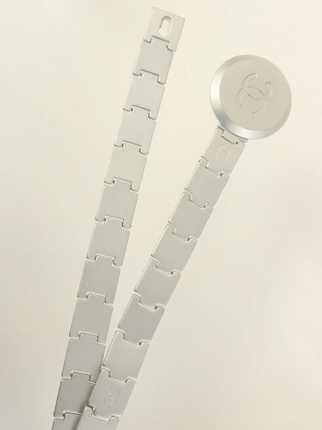 Chanel 1999 Made Round Cc Mark Plate Belt Silver