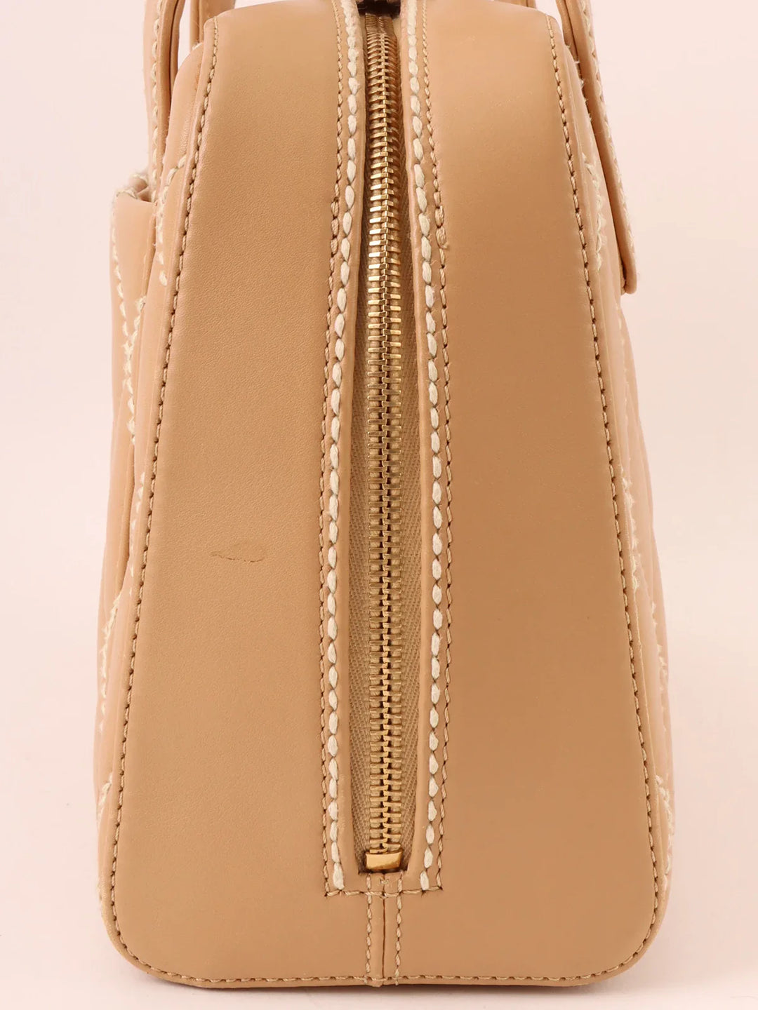 Chanel Around 2003 Made Wild Stitch Cc Mark Plate Top Handle Bag Beige
