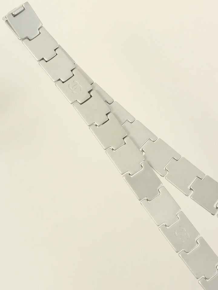 Chanel 1999 Made Round Cc Mark Plate Belt Silver