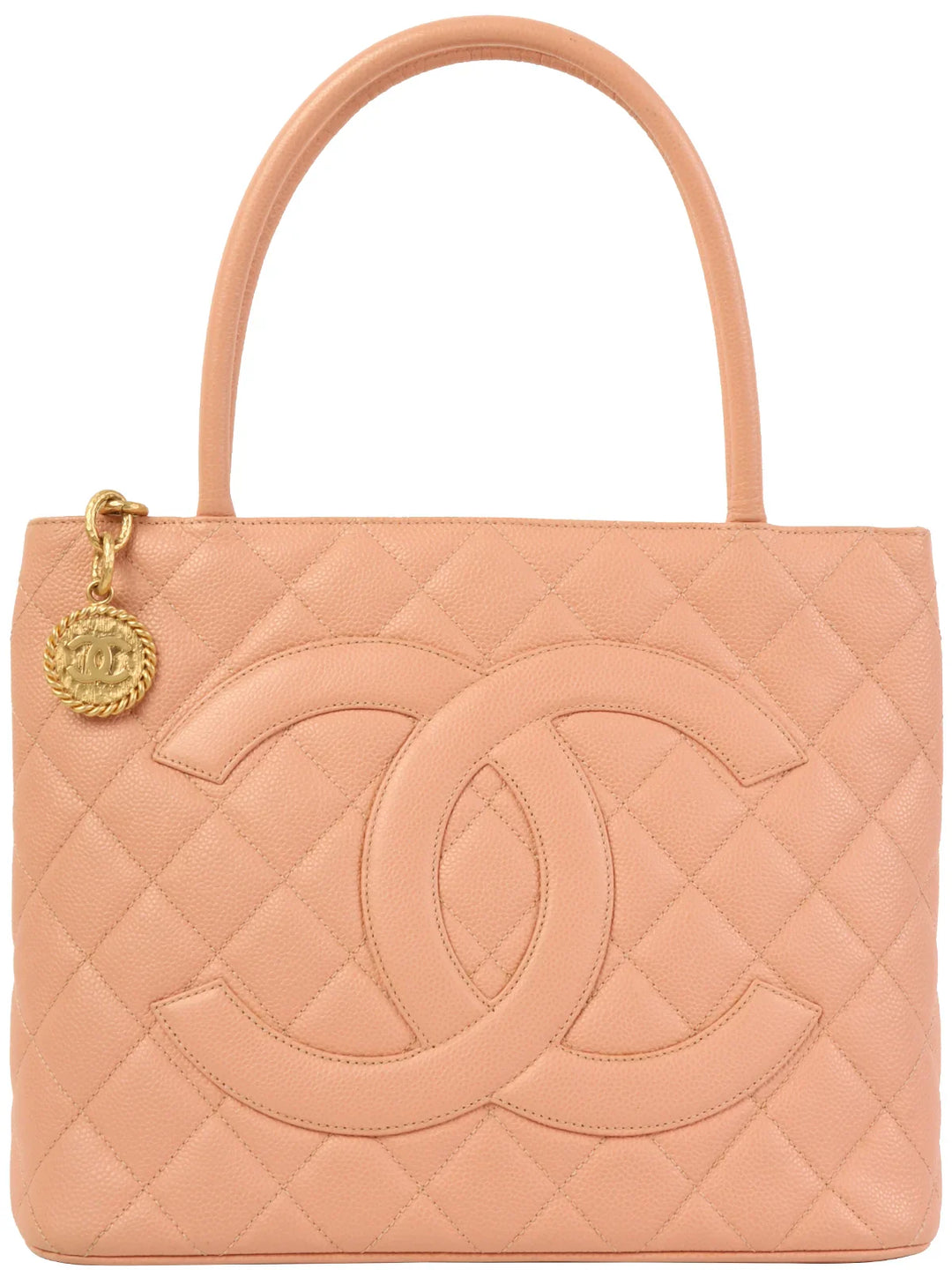 Chanel Around 2000 Made Caviar Skin Cc Mark Stitch Revival Tote Bag Pink