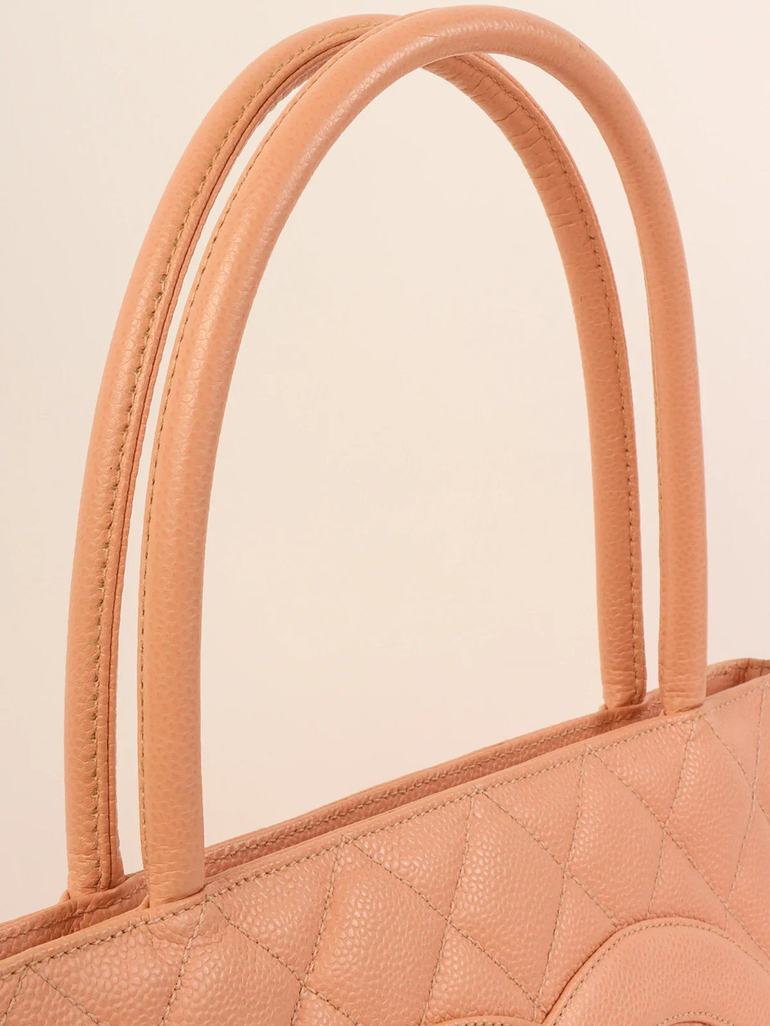 Chanel Around 2000 Made Caviar Skin Cc Mark Stitch Revival Tote Bag Pink