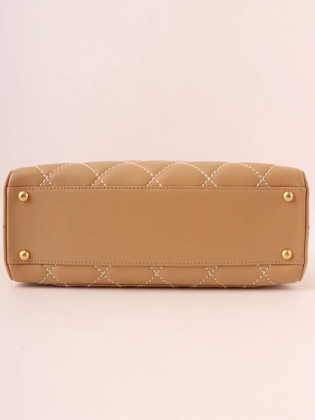 Chanel Around 2003 Made Wild Stitch Cc Mark Plate Top Handle Bag Beige