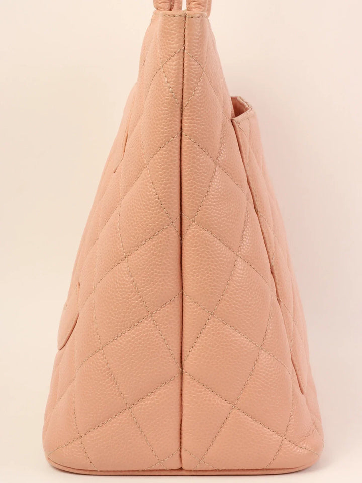 Chanel Around 2000 Made Caviar Skin Cc Mark Stitch Revival Tote Bag Pink