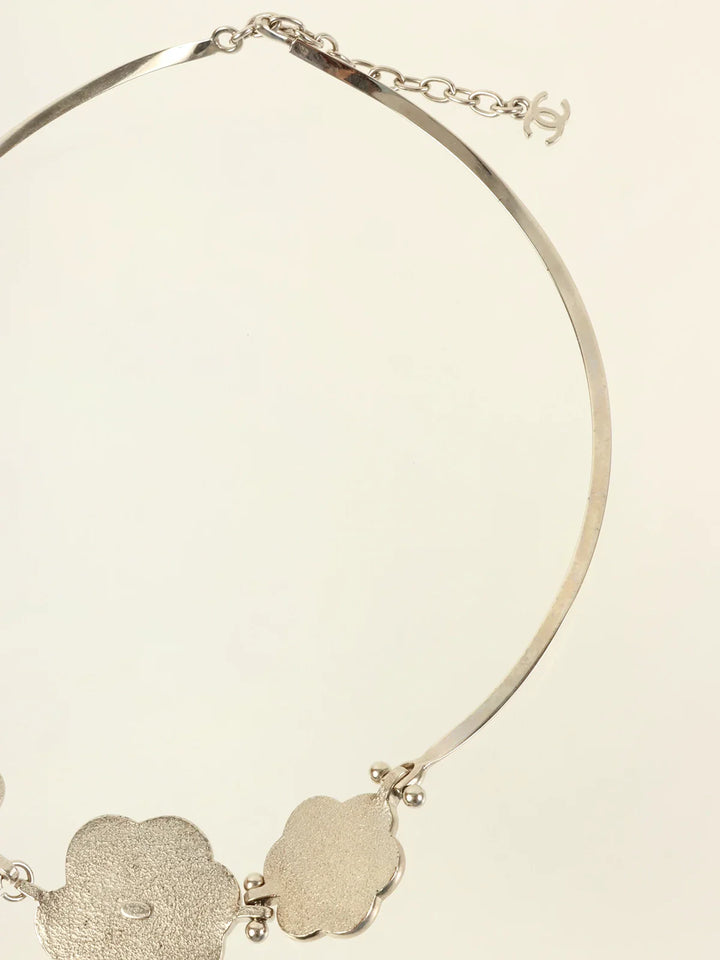 Chanel 1998 Made Camellia Choker Silver/Black
