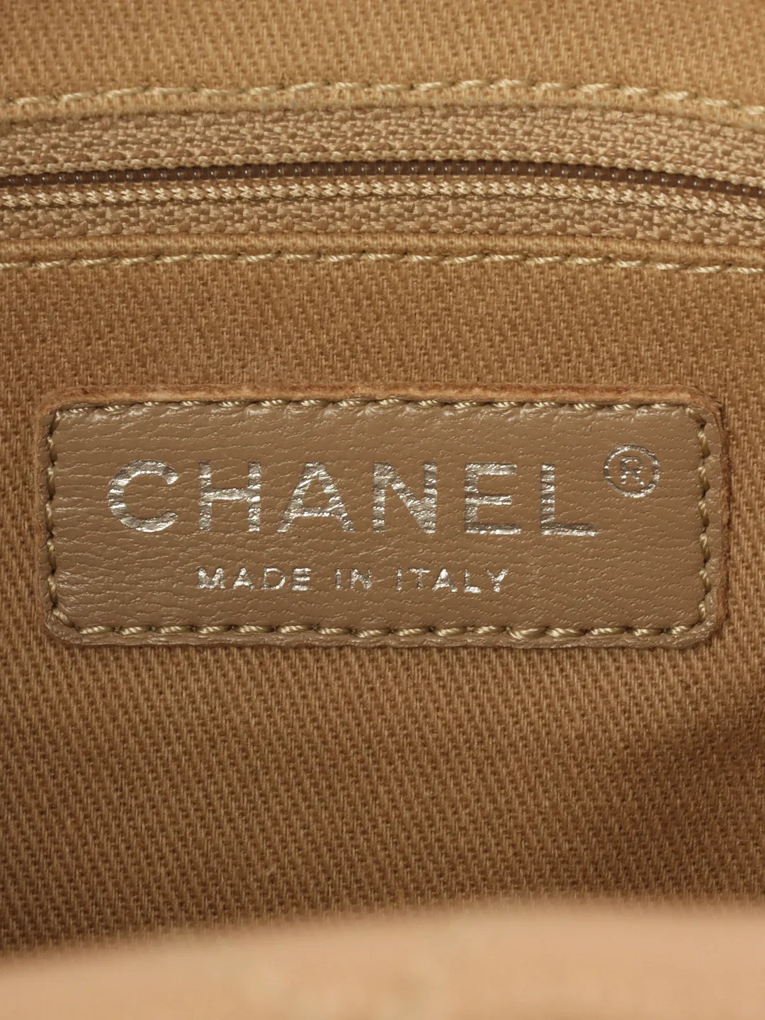 Chanel Around 2014 Made Caviar Skin Cc Mark Stitch Chain Tote Bag Beige