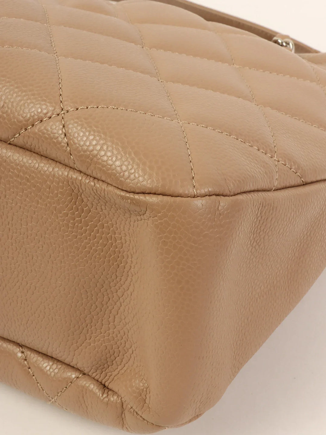 Chanel Around 2014 Made Caviar Skin Cc Mark Stitch Chain Tote Bag Beige
