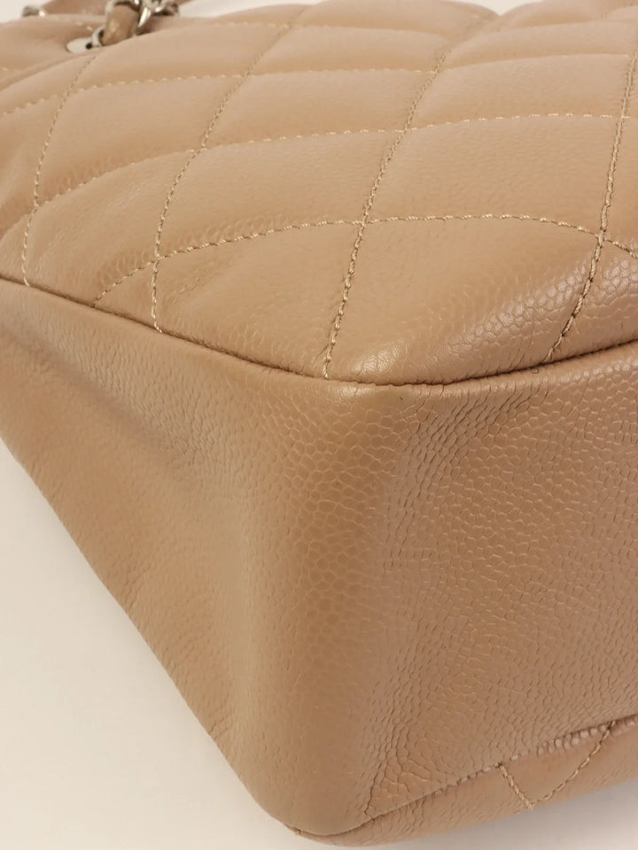 Chanel Around 2014 Made Caviar Skin Cc Mark Stitch Chain Tote Bag Beige