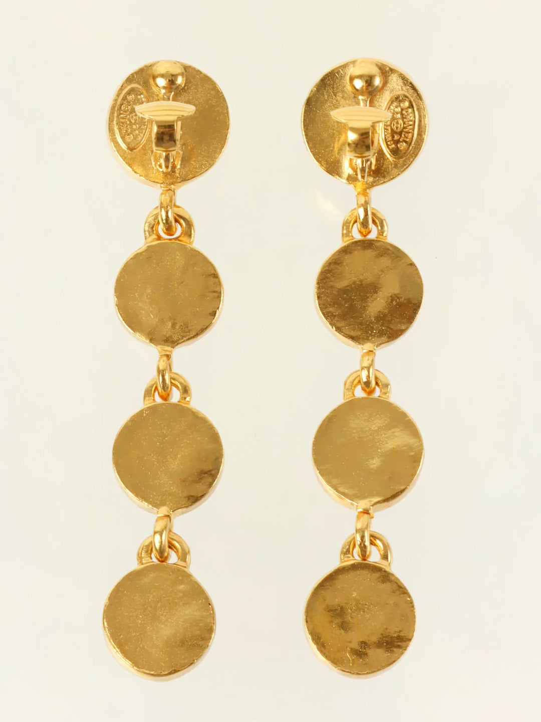 Chanel 1995 Made Gripoix Round Cc Mark Swing Earrings Gold/Red