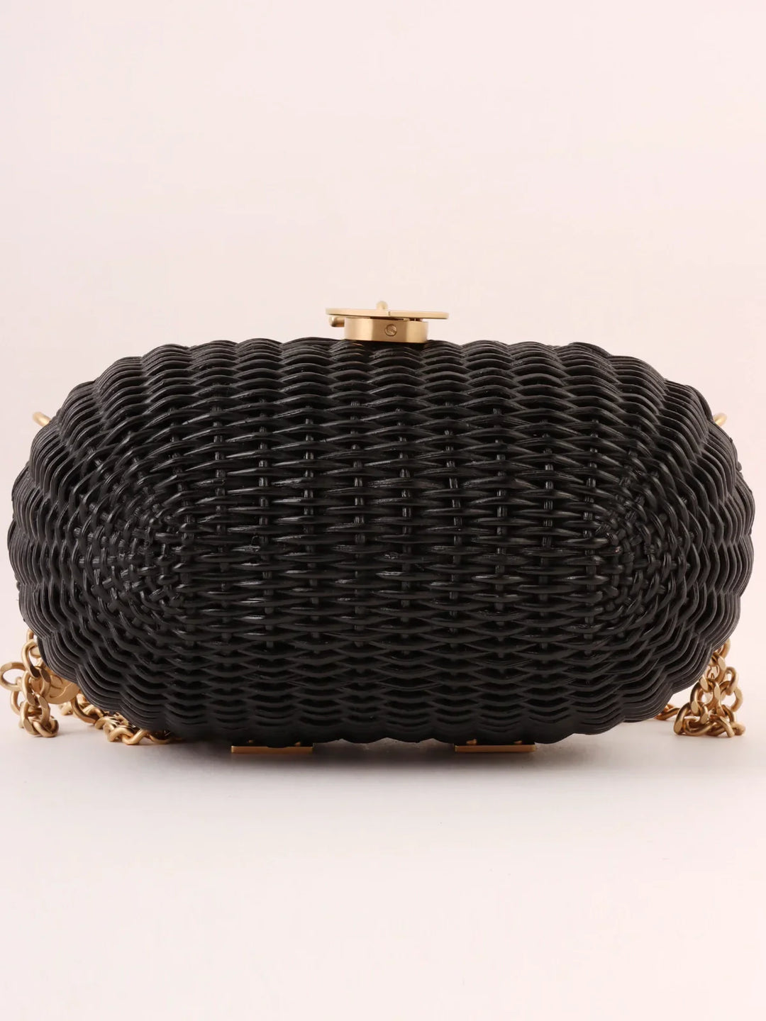 Chanel Around 2004 Made Straw Heart Cc Mark Plate 2Way Bag Black